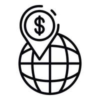 Gps money global point icon, outline style vector