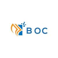 diseño de logotipo de contabilidad de reparación de crédito boc sobre fondo blanco. concepto de logotipo de letra de gráfico de crecimiento de iniciales creativas de boc. diseño del logotipo de finanzas empresariales boc. vector