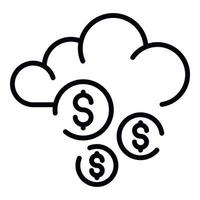 icono de nube de moneda de dinero, estilo de contorno vector