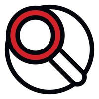 Red magnify glass icon, outline style vector