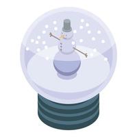 Snowman snowglobe icon, isometric style vector