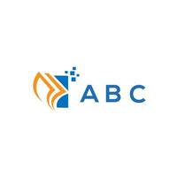 diseño de logotipo de contabilidad de reparación de crédito abc sobre fondo blanco. concepto de logotipo de letra de gráfico de crecimiento de iniciales creativas abc. diseño del logotipo de finanzas empresariales abc. vector