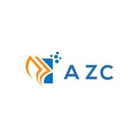 diseño de logotipo de contabilidad de reparación de crédito azc sobre fondo blanco. concepto de logotipo de letra de gráfico de crecimiento de iniciales creativas azc. diseño del logotipo de finanzas empresariales azc. vector