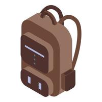 Travel backpack icon, isometric style vector