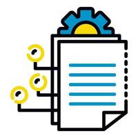 Gear office document icon, outline style vector