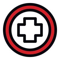 Cross in circle icon, outline style vector