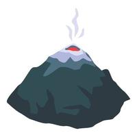 Burning volcano icon, isometric style
