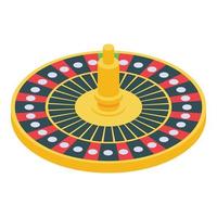 icono de la ruleta de la suerte del casino, estilo isométrico