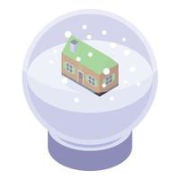 icono de la casa del globo de nieve, estilo isométrico vector
