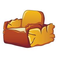 Armchair tree stump icon, cartoon style vector