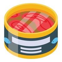 Open tuna tin icon, isometric style vector