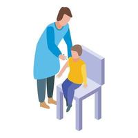 Pediatrician kid syringe icon, isometric style vector