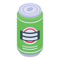 Beer tin can icon, isometric style vector