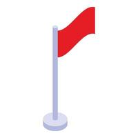 Red flag icon, isometric style vector