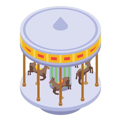 Horse carousel icon, isometric style