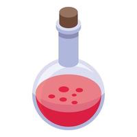 Round red potion icon, isometric style vector