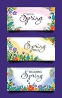 banner floral de primavera vector