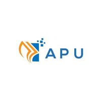 diseño de logotipo de contabilidad de reparación de crédito apu sobre fondo blanco. concepto de logotipo de letra de gráfico de crecimiento de iniciales creativas de apu. diseño del logotipo de finanzas empresariales apu. vector