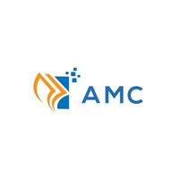 diseño de logotipo de contabilidad de reparación de crédito amc sobre fondo blanco. concepto de logotipo de letra de gráfico de crecimiento de iniciales creativas de amc. diseño del logotipo de finanzas empresariales amc. vector