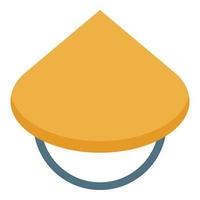 Asian conic hat icon, isometric style vector