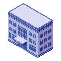 Blue police building icon, isometric style vector