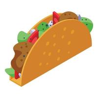 Mexican tacos icon, isometric style vector