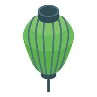 Green paper lantern icon, isometric style vector