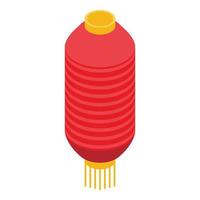 Cylindrical paper lantern icon, isometric style vector