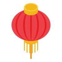 Red paper lantern icon, isometric style vector