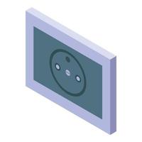 Black power socket icon, isometric style vector