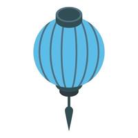 Blue paper lantern icon, isometric style vector