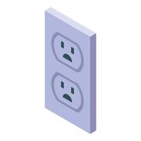 Double power socket icon, isometric style vector