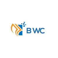 diseño de logotipo de contabilidad de reparación de crédito bwc sobre fondo blanco. Concepto de logotipo de letra de gráfico de crecimiento de iniciales creativas de bwc. diseño del logotipo de finanzas empresariales bwc. vector