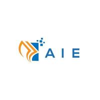 diseño de logotipo de contabilidad de reparación de crédito aie sobre fondo blanco. concepto de logotipo de letra de gráfico de crecimiento de iniciales creativas aie. aie diseño de logotipo de finanzas empresariales. vector