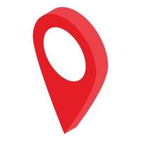 icono de mapa de pin gps rojo, estilo isométrico vector