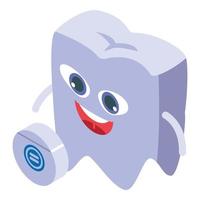 icono de caja de hilo dental, estilo isométrico vector