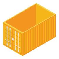 Orange cargo container icon, isometric style vector