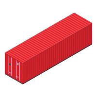 Red long cargo container icon, isometric style vector
