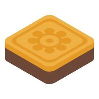 Square cream cookie icon, isometric style vector