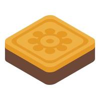 Square cream cookie icon, isometric style vector