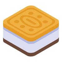 Sandwich cookie icon, isometric style vector