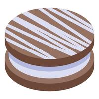 Chocolate creamy cookie icon, isometric style vector