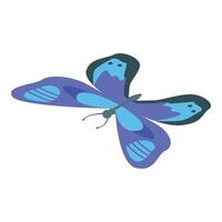 Spring blue butterfly icon, isometric style vector