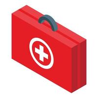 Red first aid kit icon, isometric style vector