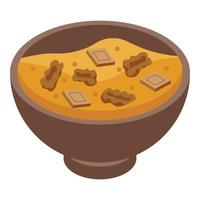 Muesli bowl icon, isometric style vector