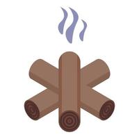 Burned fireplace icon, isometric style vector