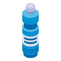 icono de botella azul blanqueador, estilo isométrico vector