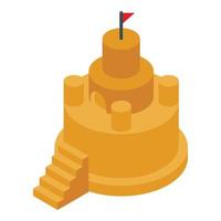 Round sand fortress icon, isometric style vector