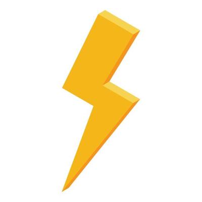 Electric thunderbolt icon, isometric style