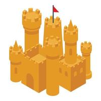 icono de castillo de arena de playa, estilo isométrico vector